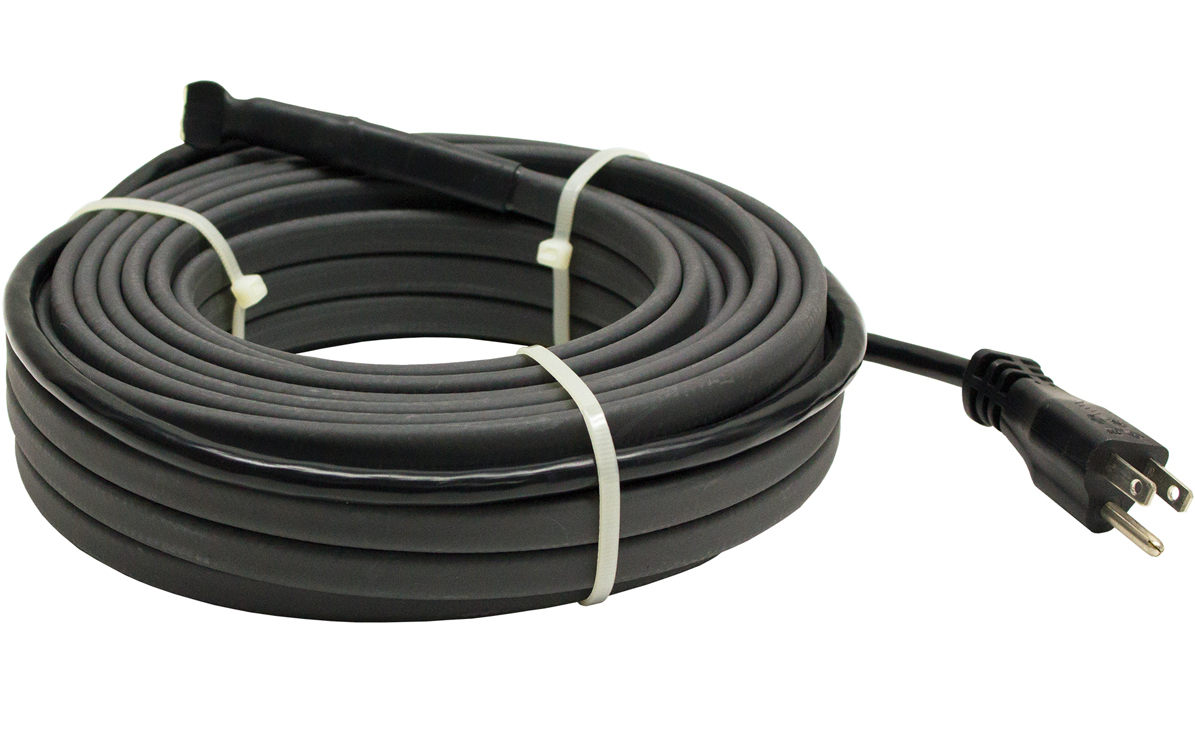 Product image for King SRP126-100 Pre-Assembled Self-Regulating Roof/Gutter De-Icing Heating Cable, 120V, 800W De-icing Rating, 100ft Coil